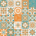 Spanish tiles Azulejo orange green mint white color, ceramic tile for kitchen and bathroom decoration