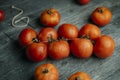 Spanish tomates de colgar on a rustic gray table Royalty Free Stock Photo