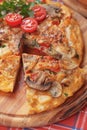 Spanish tortilla with mushrooms and vegetables