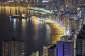 Spanish tourist coastline skyline by night. Benidorm, Spain Royalty Free Stock Photo