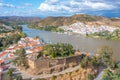 Spanish town Sanlucar de Guadiana viewed from Portuguese town Al Royalty Free Stock Photo