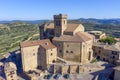 Spanish town Ujue Uxue in Basque fortified church in Navarre, Spain