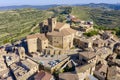 Spanish town Ujue Uxue in Basque fortified church in Navarre, Spain