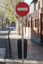 Spanish traffic sign prohibited direction Royalty Free Stock Photo