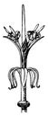 Spanish Trellis Gate Finial, peak ,  vintage engraving Royalty Free Stock Photo