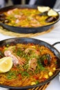 Spanish typical fideua and paella