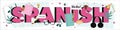 Spanish typographic header. Language school spanish listening, reading Royalty Free Stock Photo