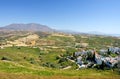 Spanish vineyards overlooking Duquesa Manilva through to Marbella and La Concha mountain Royalty Free Stock Photo