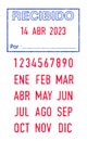 Spanish word Recibido Received and dates ink stamps