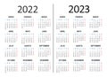 Spanish yearly calendar 2022 2023. Week starts on Monday. Vector
