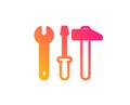 Spanner, hammer and screwdriver icon. Repair service sign. Vector