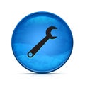 Spanner icon on classy splash blue round button illustration Royalty Free Stock Photo