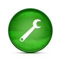 Spanner icon on classy splash green round button illustration Royalty Free Stock Photo
