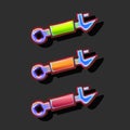 Spanner icons in cartoon style. Colorful vector Royalty Free Stock Photo