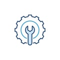 Spanner inside Cog Wheel icon. Settings vector symbol Royalty Free Stock Photo