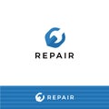 Spanner, logo for repair shop, auto service, garage, work tool, home worker, professional support. Vector logotype