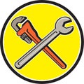 Spanner Monkey Wrench Crossed Circle Cartoon Royalty Free Stock Photo