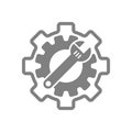 spanner, repair, wrench, industry, screwdriver, gear, settings, equipment, service, maintenance, work tool grey color icon