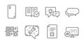 Spanner, Report statistics and Smartphone cover icons set. Vector