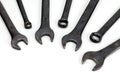 Spanner Set Isolated. dark coloured spanners on white background