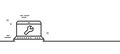Spanner tool line icon. Laptop repair service sign. Minimal line pattern banner. Vector