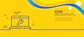 Spanner tool line icon. Laptop repair service sign. Minimal line yellow banner. Vector