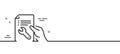 Spanner tool line icon. Repair service document sign. Minimal line pattern banner. Vector