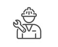 Spanner tool line icon. Repairman service sign. Vector