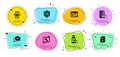 Spanner, Web report and Handout icons set. Text message, Augmented reality and Phone payment signs. Vector