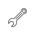 Spanner, wrench line icon, outline vector sign, linear style pictogram isolated on white. Royalty Free Stock Photo