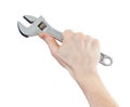 Spanner or wrench tool in hand isolated