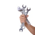 Spanners in a man hand Royalty Free Stock Photo