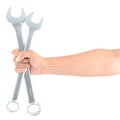 Spanners in a man hand Royalty Free Stock Photo