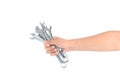 Spanners in a man hand Royalty Free Stock Photo