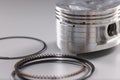 Spare part engine piston and rings for auto repair Royalty Free Stock Photo