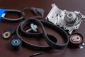 Kit of timing belt with rollers and pump Royalty Free Stock Photo