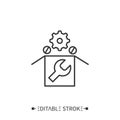 Spare parts line icon. Editable illustration