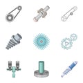 Spare parts for machine tools icons set