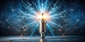 A spark plug igniting with intense energy and bright sparks, a symbol of power and combustion. Generative AI Royalty Free Stock Photo