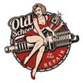 Spark Plug Pin Up Girl color version Royalty Free Stock Photo