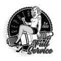 Spark Plug Pin Up Girl. Vintage Garage Girl.