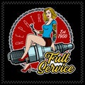 Spark Plug Pin Up Girl. Vintage Garage Girl.