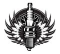 Spark plug with wings. Vintage moto emblem Royalty Free Stock Photo