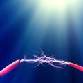 Spark between two wires Royalty Free Stock Photo