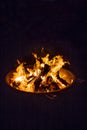 Sparking camp fire in dark Royalty Free Stock Photo