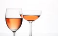 The sparking rose wine in the wine glass couple set Royalty Free Stock Photo