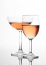 The sparking rose wine in the wine glass couple set Royalty Free Stock Photo