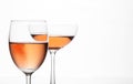 The sparking rose wine in the wine glass couple set Royalty Free Stock Photo