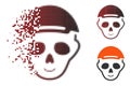 Sparkle Dot Halftone Skeleton Head Icon with Face