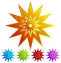 Sparkle, flash shape in 5 colors - Colorful, retro design elemen Royalty Free Stock Photo